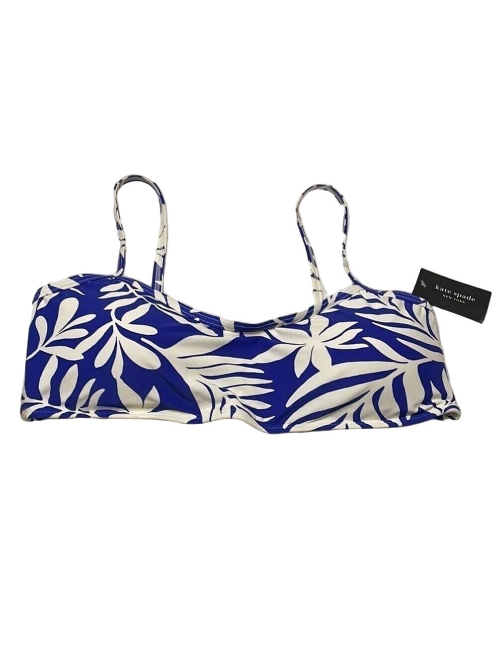 Kate Spade Leaf Print Bikini Top in Blue and White Sz XL